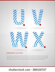 Typographic alphabet in a set with contrentic design and vibrant colors