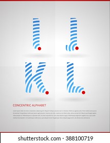 Typographic alphabet in a set with contrentic design and vibrant colors