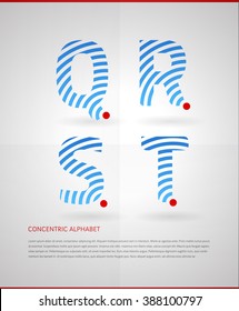 Typographic alphabet in a set with contrentic design and vibrant colors