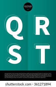 Typographic alphabet in a set with extruded thin line and minimal design | EPS10 Vector | Set 8 |  Q R S T letters