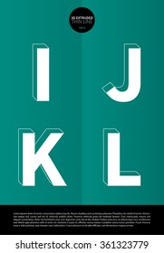 Typographic alphabet in a set with extruded thin line and minimal design | EPS10 Vector | Set 6 |  I J K L letters