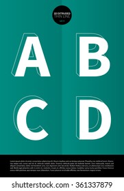 Typographic alphabet in a set with extruded thin line and minimal design | EPS10 Vector | Set 4 |  A B C D letters