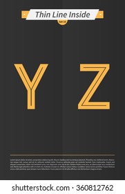 Typographic alphabet in a set with line inside and minimal design | EPS10 Vector | Set 10 | Y Z letters