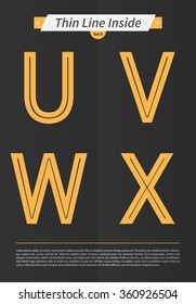 Typographic alphabet in a set with line inside and minimal design | EPS10 Vector | Set 9 | U V W X letters