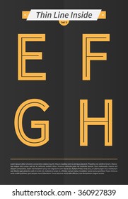 Typographic alphabet in a set with line inside and minimal design | EPS10 Vector | Set 5 | E F G H letters