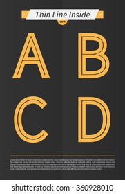 Typographic alphabet in a set with line inside and minimal design | EPS10 Vector | Set 4 | A B C D letters