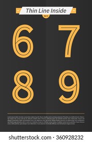 Typographic alphabet in a set with line inside and minimal design | EPS10 Vector | Set 3 | 6 7 8 9 letters