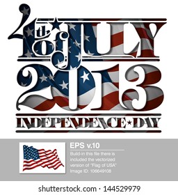 Typographic art cut-out with a waving American flag underneath. The Settle thickness on the cut-out border follows the inner shadow's light source.