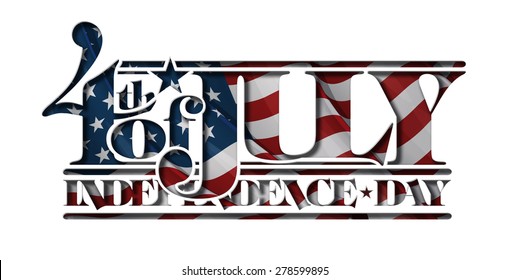 Typographic art cut-out with a waving American flag underneath. The Settle thickness on the cut-out border follows the inner shadow's light source. 