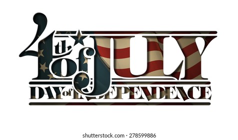 Typographic art cut-out with a waving Betsy Ross American flag underneath. The Settle thickness on the cut-out border follows the inner shadow's light source. 