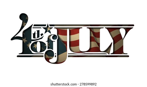Typographic art cut-out with a waving Betsy Ross American flag underneath. The Settle thickness on the cut-out border follows the inner shadow's light source. 