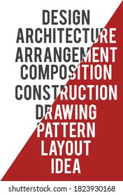 Typographic artwork with similar words for DESIGN