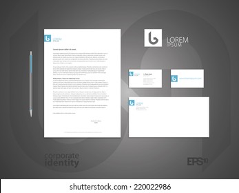 Typographic b logo. Elegant minimal style corporate identity template. Letter envelope and business card design. Vector illustration.