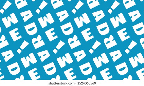 Typographic background. Vector seamless pattern with white letters on blue backdrop. Creative ornament with text Dream for paper, textile and other design