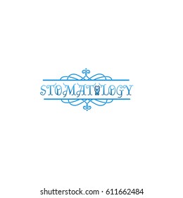 Typographic badges - Dental clinic. On the basis of script fonts, handmade. It can be used to design your printed products