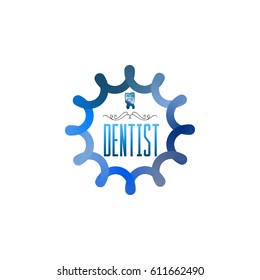 Typographic badges - Dental clinic. On the basis of script fonts, handmade. It can be used to design your printed products