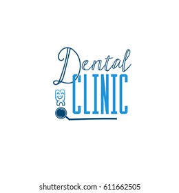 Typographic badges - Dental clinic. On the basis of script fonts, handmade. It can be used to design your printed products