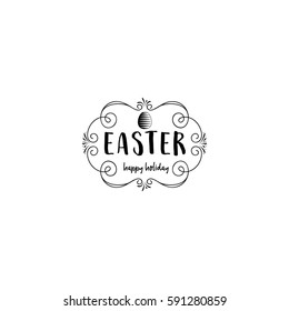 Typographic badges - Happy Easter. On the basis of script fonts, handmade. It can be used to design your printed products