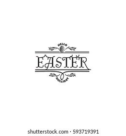 Typographic badges - Happy Easter. On the basis of script fonts, handmade. It can be used to design your printed products