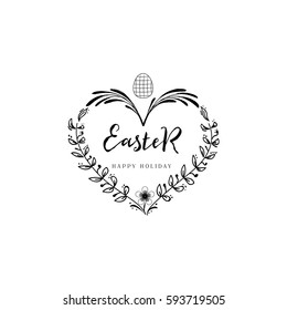 Typographic badges - Happy Easter. On the basis of script fonts, handmade. It can be used to design your printed products