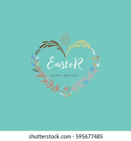Typographic badges - Happy Easter. On the basis of script fonts, handmade. It can be used to design your printed products