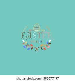 Typographic badges - Happy Easter. On the basis of script fonts, handmade. It can be used to design your printed products