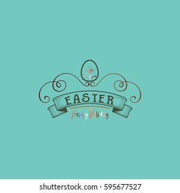 Typographic badges - Happy Easter. On the basis of script fonts, handmade. It can be used to design your printed products