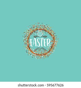 Typographic badges - Happy Easter. On the basis of script fonts, handmade. It can be used to design your printed products