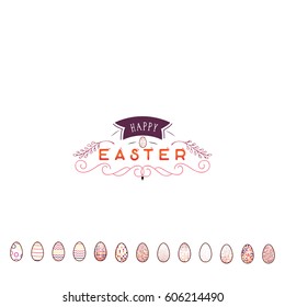 Typographic badges - Happy Easter. On the basis of script fonts, handmade. It can be used to design your printed products
