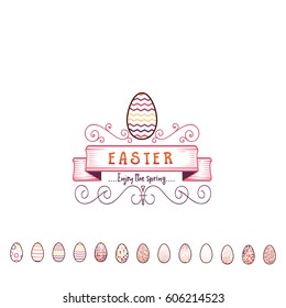 Typographic badges - Happy Easter. On the basis of script fonts, handmade. It can be used to design your printed products