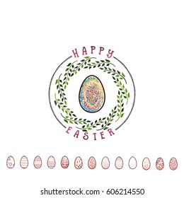 Typographic badges - Happy Easter. On the basis of script fonts, handmade. It can be used to design your printed products