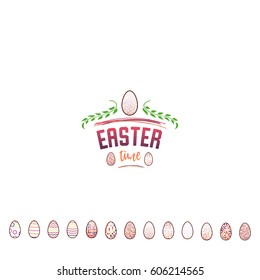 Typographic badges - Happy Easter. On the basis of script fonts, handmade. It can be used to design your printed products