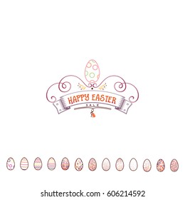 Typographic badges - Happy Easter. On the basis of script fonts, handmade. It can be used to design your printed products
