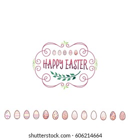 Typographic badges - Happy Easter. On the basis of script fonts, handmade. It can be used to design your printed products
