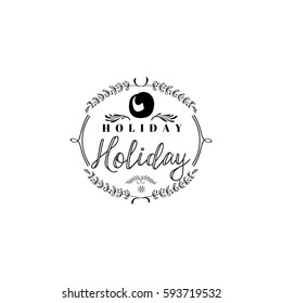 Typographic badges - Happy Holidays. On the basis of script fonts, handmade. It can be used to design your printed products