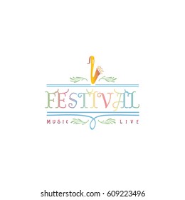 Typographic badges - music Festival. On the basis of script fonts, handmade. It can be used to design your printed products