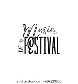 Typographic badges - music Festival. On the basis of script fonts, handmade. It can be used to design your printed products