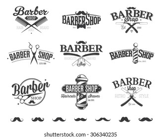 Typographic Barber Shop Emblems