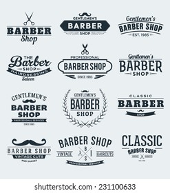 Typographic Barber Shop Label Design Set