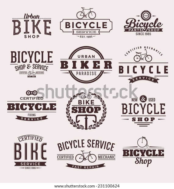 Typographic Bicycle Themed Label Design Set Stock Vector (Royalty Free ...