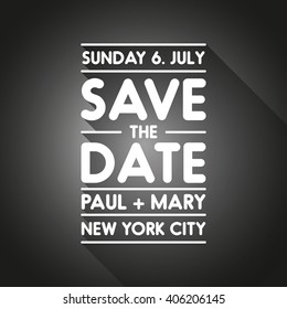 Typographic black wedding announcement - Save the date