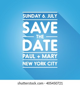 Typographic blue wedding announcement - Save the date