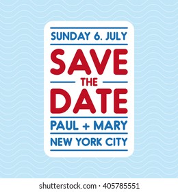 Typographic blue wedding announcement - Save the date