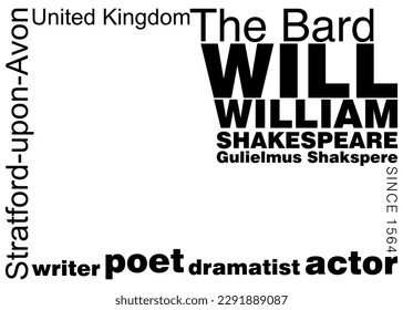 A typographic border illustration on the theme of William Shakespeare