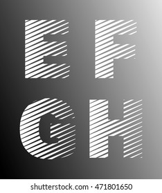 Typographic broken alphabet font template. Set of letters E, F, G, H logo or icon. Vector illustration.