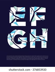 Typographic broken alphabet in a set with vibrant colors and minimal design