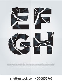 Typographic broken alphabet in a set with vibrant colors and minimal design
