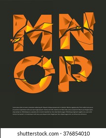 Typografisches gebrochenes Alphabet in einem Set mit lebendigen Farben und minimalem Design