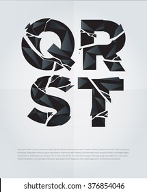 Typographic broken alphabet in a set with vibrant colors and minimal design