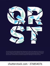 Typographic broken alphabet in a set with vibrant colors and minimal design